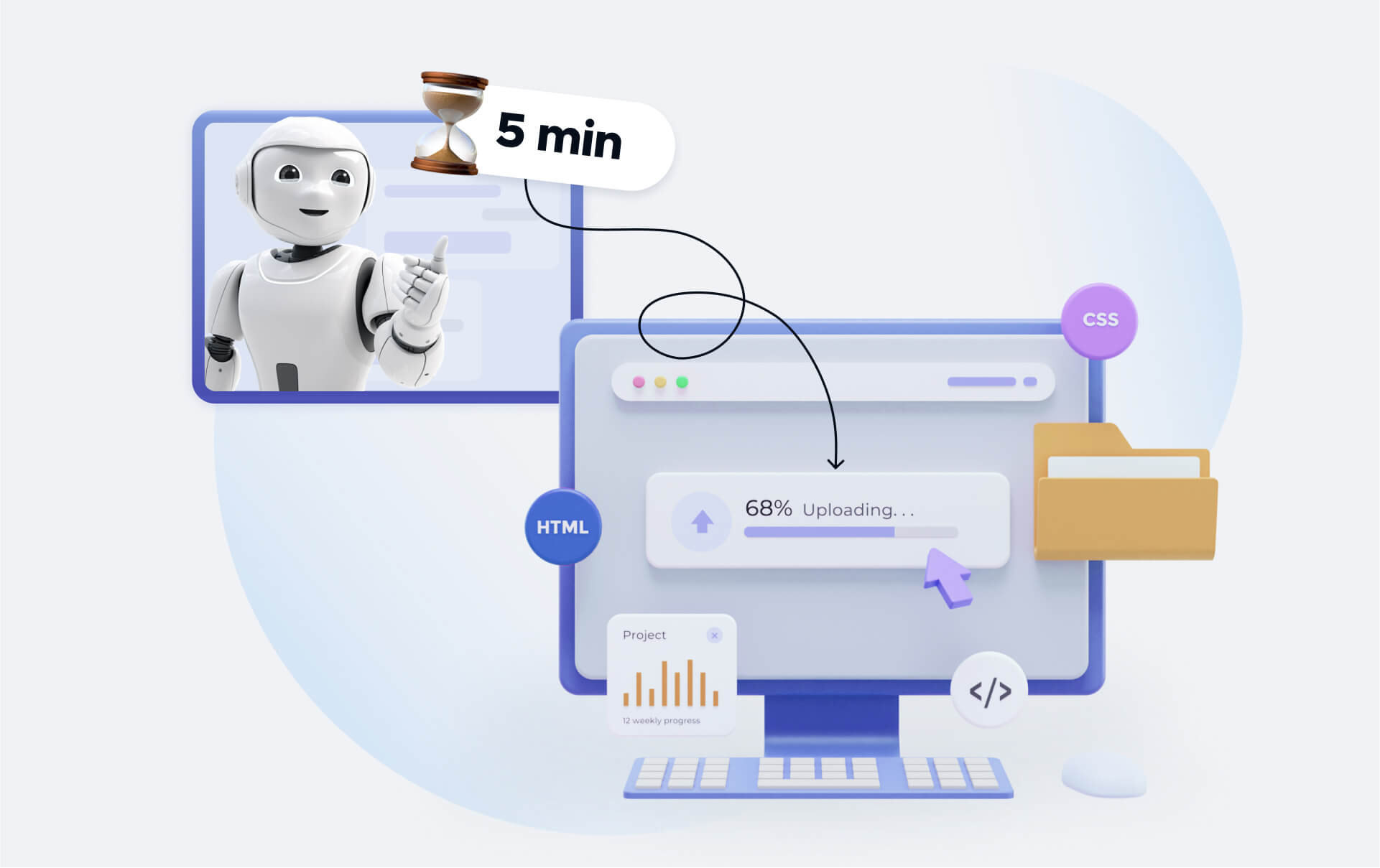 AI chatbot assisting a website visitor and converting them into a customer with a successful interaction